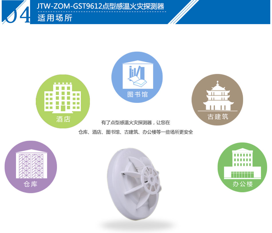 JTW-ZOM-GST9612點(diǎn)型感溫火災(zāi)探測(cè)器應(yīng)用場所